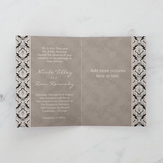 Het Beige Damast van het Wenskaart van de (Binnen)