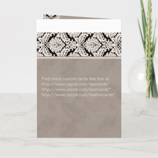 Het Beige Damast van het Wenskaart van de (Achterkant)