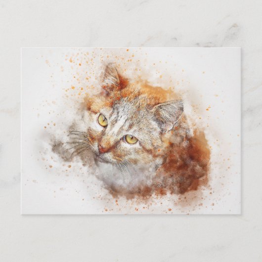 Het bekijken Kat | ABSTRACT | WATERVERF Briefkaart (Voorkant)