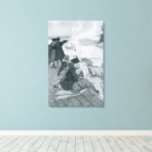 Het bekijken van de gevechten in Bunker Hill illus Canvas Afdruk (Insitu (Houten vloer))