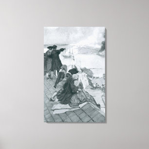 Het bekijken van de gevechten in Bunker Hill illus Canvas Afdruk