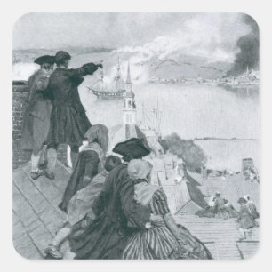 Het bekijken van de gevechten in Bunker Hill illus Vierkante Sticker