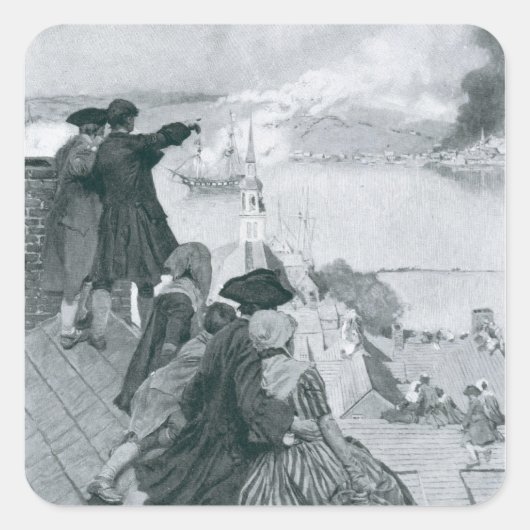 Het bekijken van de gevechten in Bunker Hill illus Vierkante Sticker (Voorkant)