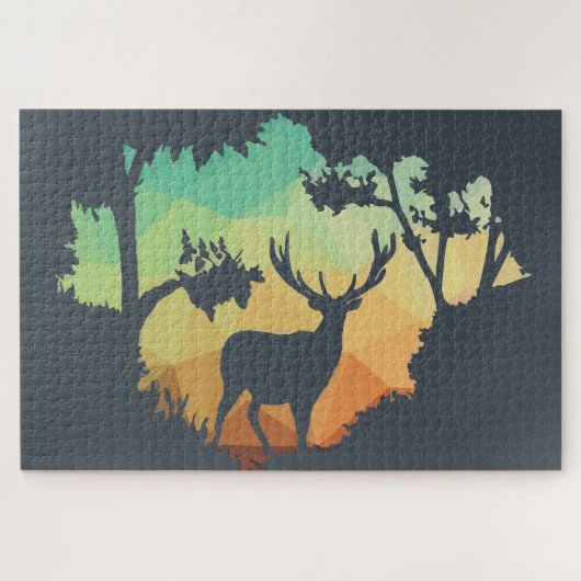 Het bekijken van Deer Silhouette in het vreedzame Legpuzzel (Horizontaal)