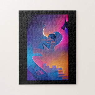Het beklimmen van de droomtoren abstracte digitale legpuzzel