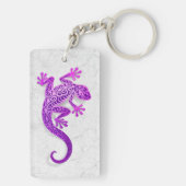 Het beklimmen van Paarse Gecko op een witte muur Sleutelhanger (achterkant)
