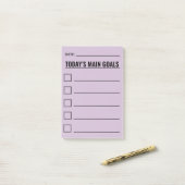 Het belangrijkste doel van vandaag checklist Paars Post-it® Notes (Op bureau)