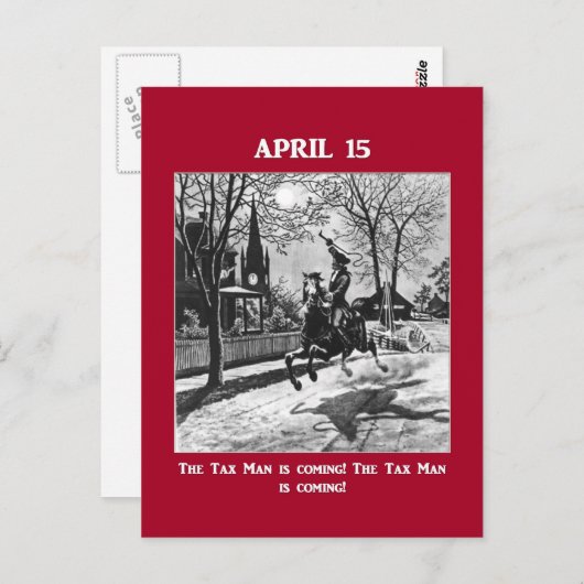 Het belastingMan komt eraan! Briefkaart (Voorkant / Achterkant)