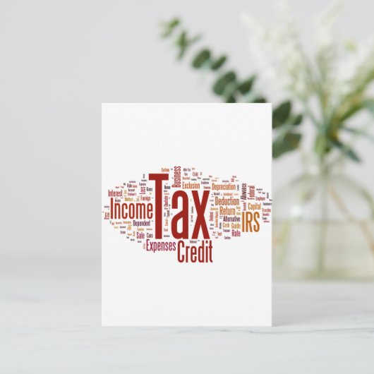 Het belastingseizoen is hier briefkaart (Staand voorkant)