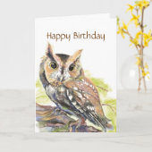 Het beledigen Leuke Uil, Grappige Vogel, de Kaart (Gele Bloem)