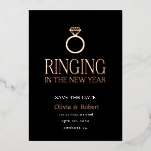 Het bellen in Nieuw Jaar sparen de Datum Folie Feestdagenkaart