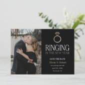 Het bellen in Nieuw Jaar sparen de Datum met Foto  Kaart (Staand voorkant)