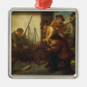 Het bereiden van de Pistolen (olie op doek) Metalen Ornament (Voorkant)