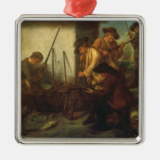 Het bereiden van de Pistolen (olie op doek) Metalen Ornament (Voorkant)