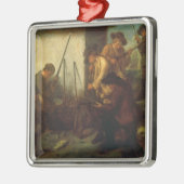 Het bereiden van de Pistolen (olie op doek) Metalen Ornament (Links)