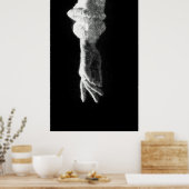 Het bereiken van de hand gloeiende schets kunst poster (Keuken)