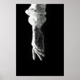 Het bereiken van de hand gloeiende schets kunst poster