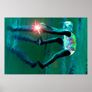 Het bereiken van de weerspiegelde Kunst van het Po Poster