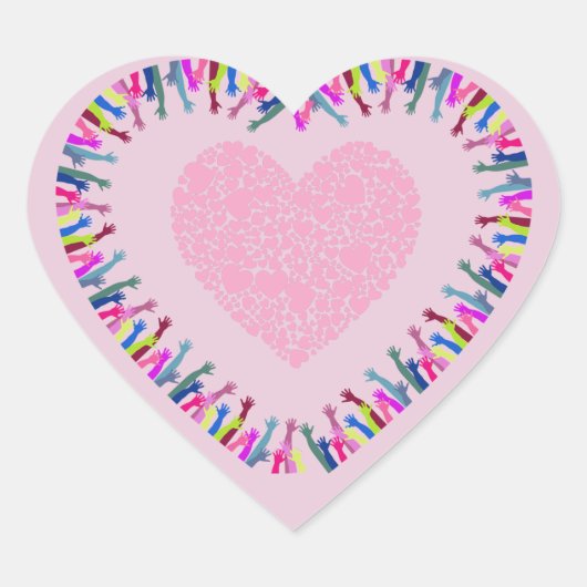 Het bereiken van liefde hart sticker (Voorkant)