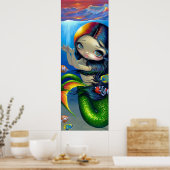Het bereiken van Sunset ART PRINT big oyed mermaid (Keuken)