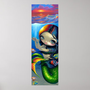 Het bereiken van Sunset ART PRINT big oyed mermaid