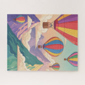 Het bergavontuur met een heteluchtballon legpuzzel (Horizontaal)