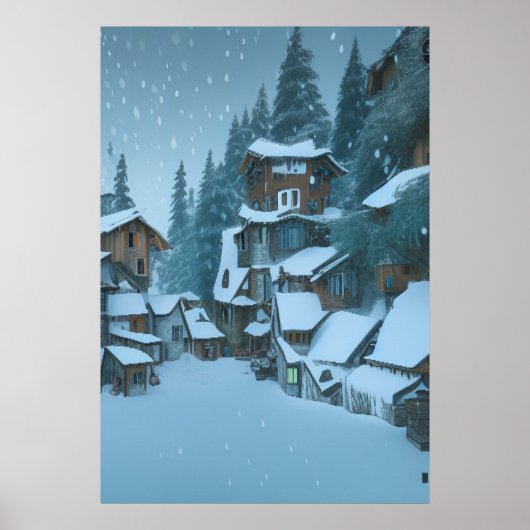 Het bergdorp | AI Art Poster (Voorkant)