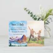 Het Berghuwelijk sparen de Datum met foto Save The Date (Staand voorkant)