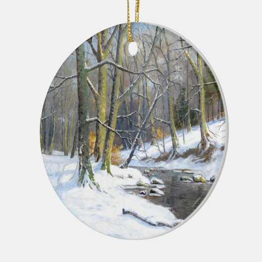 het berglandschap in de winter, keramisch ornament (Links)