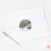 het berglandschap in de winter, ronde sticker (Envelop)
