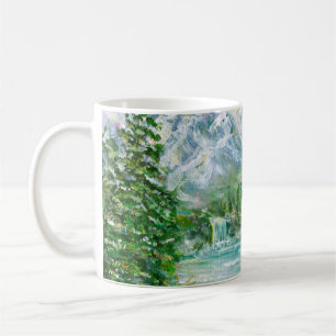 Het berglandschap van de lente. Oorspronkelijke ac Koffiemok