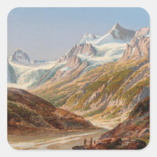 Het berglandschap van Silvretta - Ignaz Dorn Vierkante Sticker