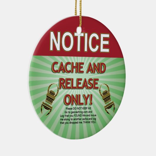 HET BERICHT CACHE EN VRIJGT SLECHTS! GEOCACHING KERAMISCH ORNAMENT (Rechts)