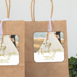 Het Berichten Foto Manuscript Dank u voor Vierkante Sticker