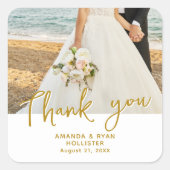 Het Berichten Foto Manuscript Dank u voor Vierkante Sticker (Voorkant)