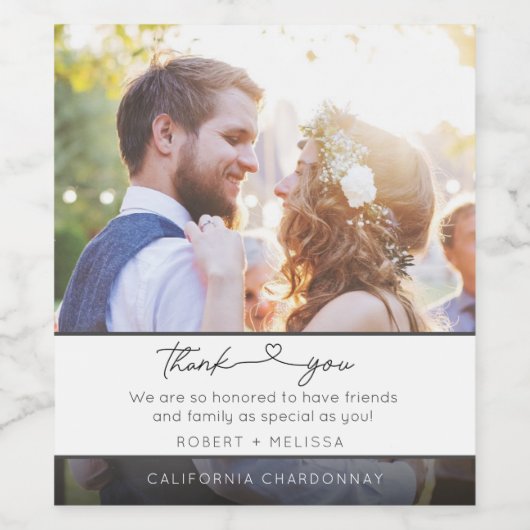 Het Berichten Foto Manuscript Dank u voor Wijn Etiket (Enkel label)