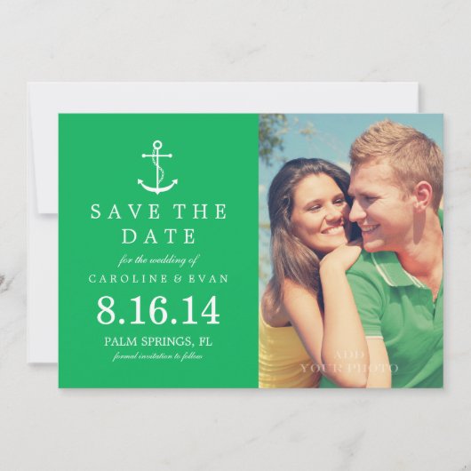 Het Berichten van de Foto van het anker sparen de  Save The Date (Voorkant)