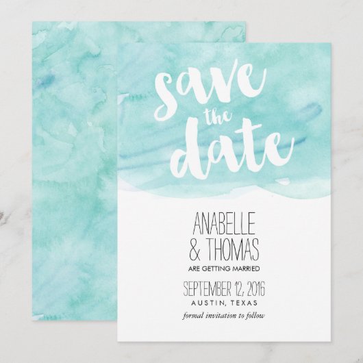 Het Berichten van de Waterverf van de Mint sparen  Kaart (Voorkant / Achterkant)