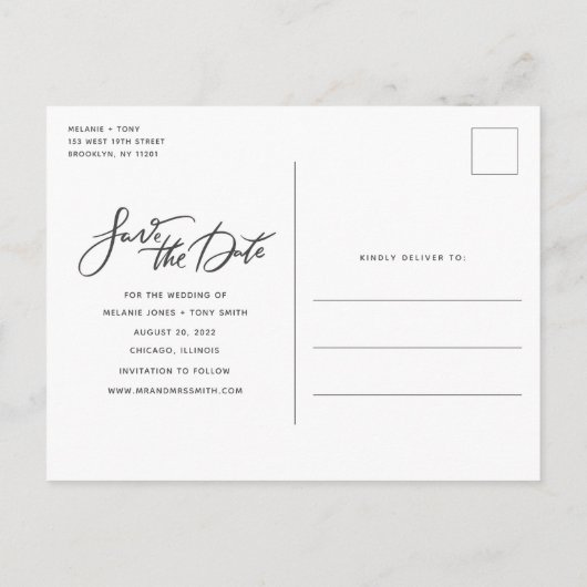 Het Berichten van het Manuscript van Elegant spare Aankondigingskaart (Achterkant)