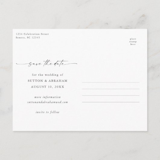 Het Berichten van het Manuscript van Elegant spare Aankondigingskaart (Achterkant)