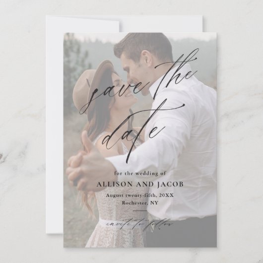 Het Berichten van het Manuscript van Elegant spare Save The Date (Voorkant)