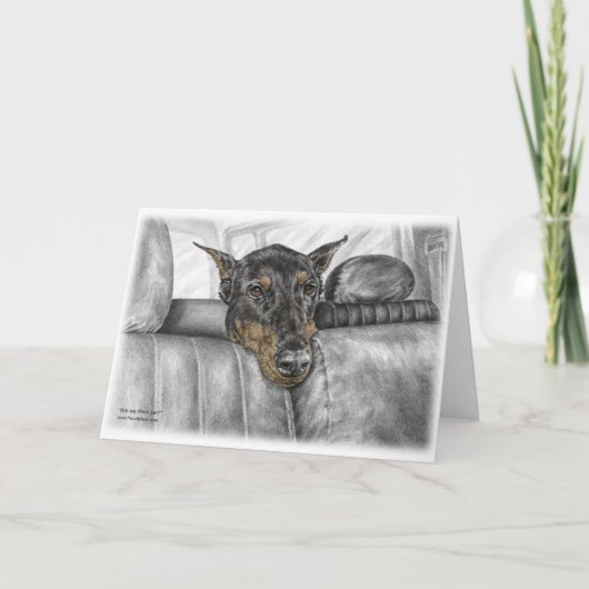 Het Berijden van Doberman in Auto Kaart (Voorkant)