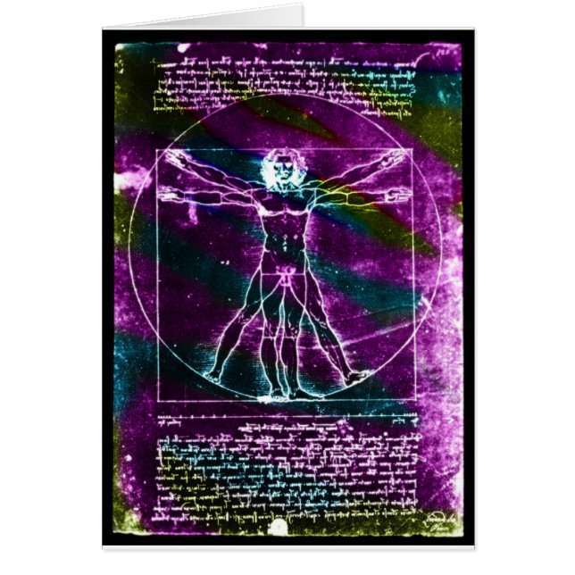Het beroemde Man DaVinci in Circle Drawing, gekleu (Voorkant)