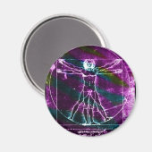 Het beroemde Man DaVinci in Circle Drawing, gekleu Magneet (Voorkant / Achterkant)