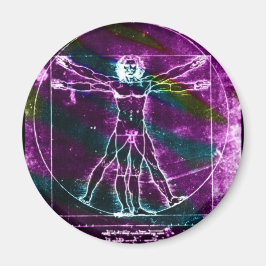 Het beroemde Man DaVinci in Circle Drawing, gekleu Magneet (Voorkant)