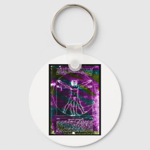Het beroemde Man DaVinci in Circle Drawing, gekleu Sleutelhanger