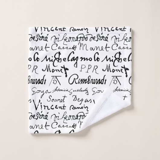 Het beroemde patroon van handtekeningen van kunste bad handdoek (Wasdoekje)