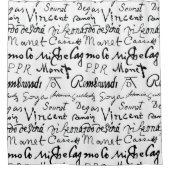 Het beroemde patroon van handtekeningen van kunste douchegordijn (Voorkant)