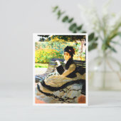 Het beroemde schilderij Camille Monet op een tuinb Briefkaart (Staand voorkant)