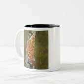 Het beroemde schilderij Hope II van  Gustav Klimt Tweekleurige Koffiemok (Voorkant links)